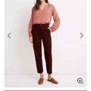 Madewell Tapered Pants in Cranberry Color